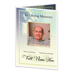 Funeral Memorial Cards Los Angeles - Clouds Sign N Book Man Sample 01