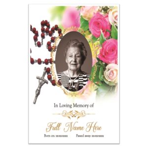 Funeral Memorial Cards Los Angeles - Floral Prayer Card Woman Sample 04