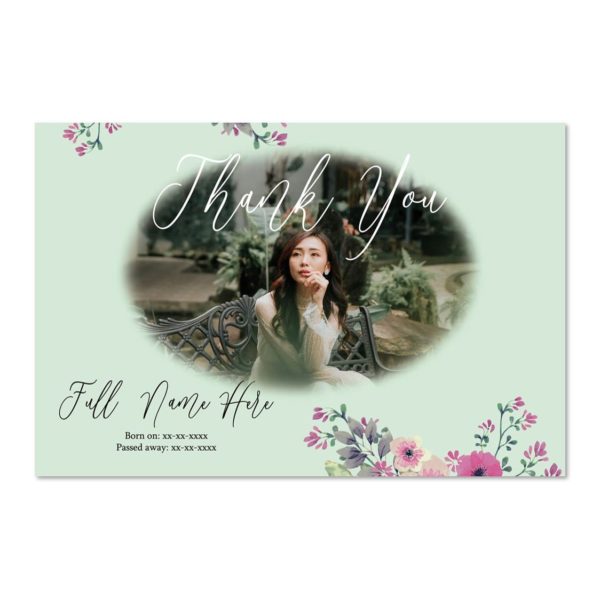 Funeral Memorial Cards Los Angeles - Floral Thank You Card Woman Sample 02