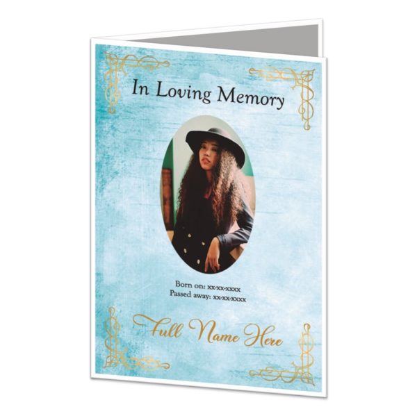 Funeral Memorial Cards Los Angeles - Pattern Sign N Book Woman Sample 01
