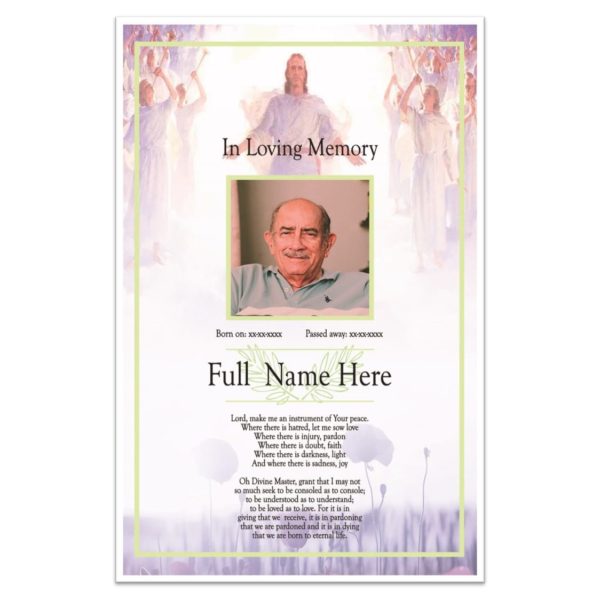 Funeral Memorial Cards Los Angeles - Religious Prayer Card Man Sample 02